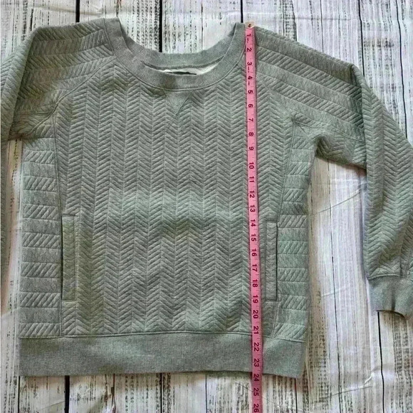 Prana Sweatshirt Women Small Pullover Herringbone Quilted Pockets Crew Gray - Picture 4 of 7